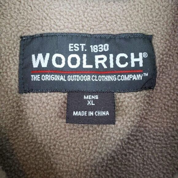 Woolrich Button Up Hunting Shirt Mens Size XL Tan Brown Long Sleeve Patch Flaw - Picture 10 of 11